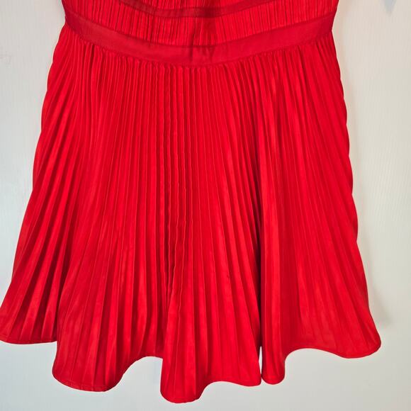 AMUR Lorena Mini Dress 14 Pomegranate Red Pleated Ruffle Cocktail Party NWT - Picture 12 of 12